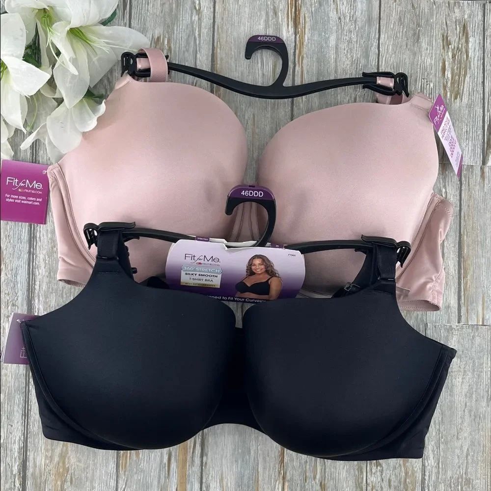 Fruit of the Loom Everyday T-Shirt Bras 2-Pack Size 46DDD